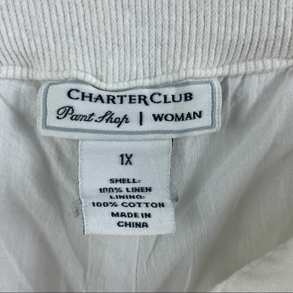 Charter Club White 100% Linen Wide Leg Full Length Drawstring Pants Sz 1X - Picture 9 of 12